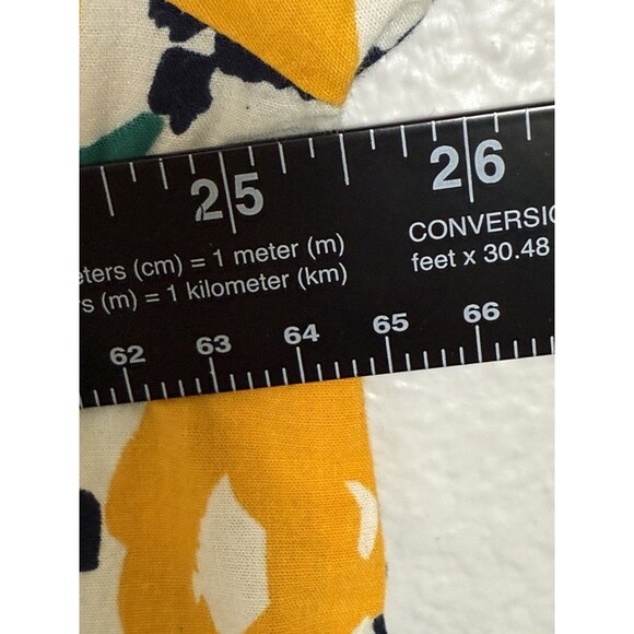 ODDY Womens Size 1XL Lemon Yellow Floral Print Blouse Puff Sleeves Spring Summer - Picture 9 of 10